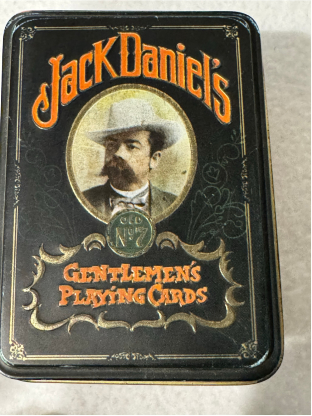 Vintage Jack Daniel's Gentlemen's Playing Cards in Tin Box, Black Gold